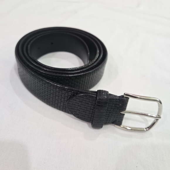 Paolo Vitale Other - Paolo Vitale Black Leather Silver Buckle Belt Textured Made In Italy 120